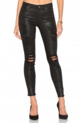 7 FOR ALL MANKIND ~ THE ANKLE DISTRESSED BLACK COATED SKINNY