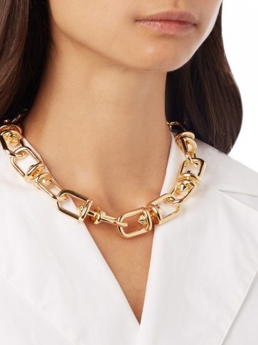 EDDIE BORGO Frame Link gold-plated chunky necklace ~ designer fashion jewellery ~ statement necklaces ~ chic & stylish accessories - flipped