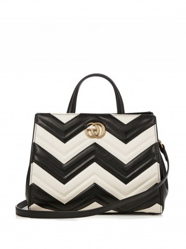 GUCCI GG Marmont chevron quilted leather bag - flipped