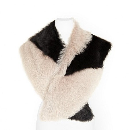 L.K. Bennett Gia Black White Shearling Scarf ~ Winter accessories ~ Fur scarves - flipped