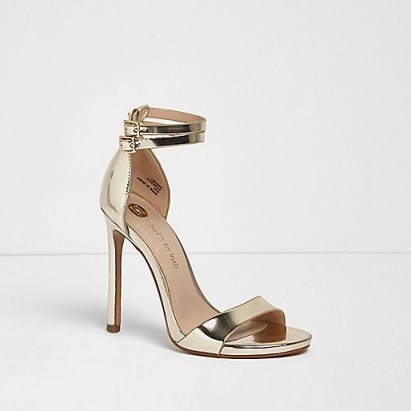 River Island gold metallic barely there high heels - flipped