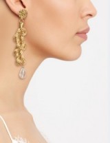 ANNA E ALEX Gold Coiled Passementerie & Clear Crystal Bead Single Drop Earrings