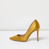 River Island Gold satin court shoes – affordable luxe – high heeled courts – stilettos – stiletto heels