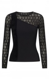 Roland Mouret Gwynn Black Lace knit Top