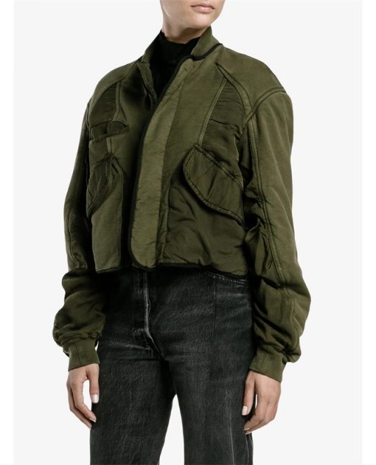HAIDER ACKERMANN Quilted Cotton Bomber Jacket | Khaki-green jackets | on trend outerwear | designer fashion - flipped