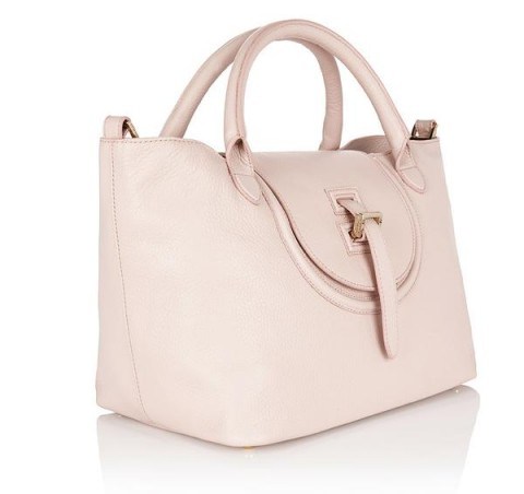 Meli Melo Halo medium tote bag pastel pink – Italian leather handbags - flipped