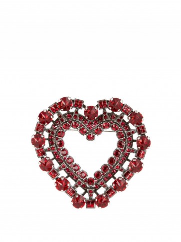 LANVIN Heart shape red crystal brooch – large brooches – jewellery – designer accessories – hearts
