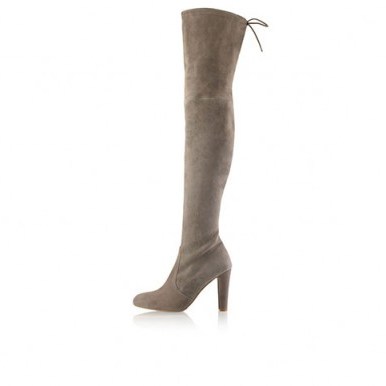 Womens Over The Knee Boots – HIGHLAND Stretch Over Knee Taupe Suede Boot - flipped