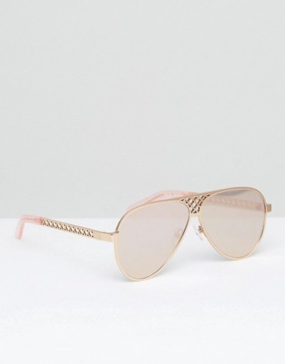 House of Holland Flat Lens Aviator Sunglasses in Pink - flipped
