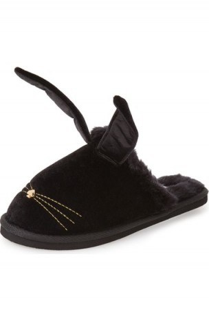kate spade new york bonnie – bunny black velvet slippers - flipped