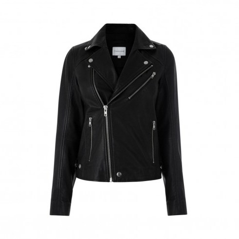 Warehouse Black leather biker jacket | Autumn street style jackets | current moto fashion trend - flipped