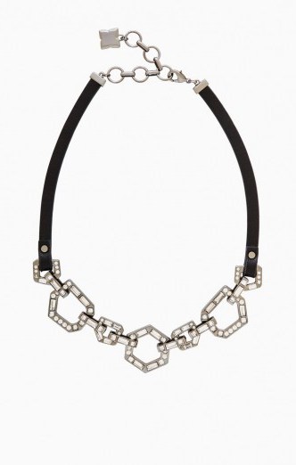 bcbgmaxazria Leather Stone-Link Necklace ~ jewellery ~ necklaces - flipped