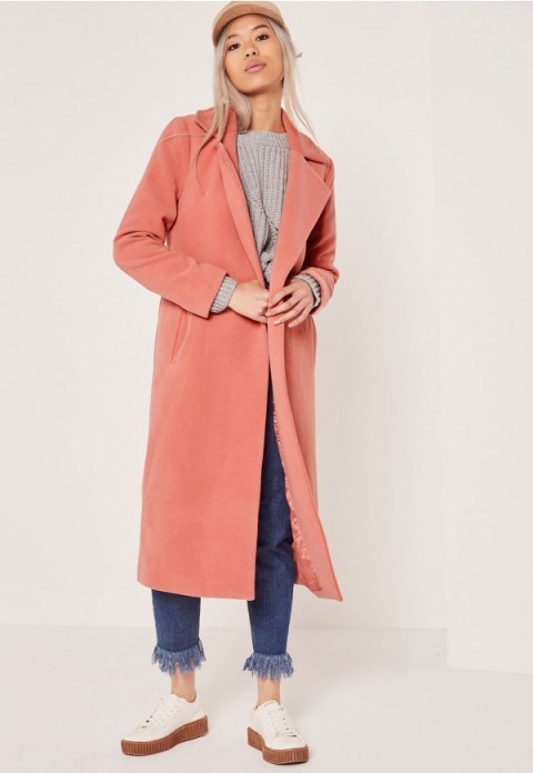 Missguided longline pink faux wool duster coat | Autumn/Winter fashion trends | Long stylish overcoats | Womens fashionable coats - flipped