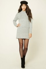 Forever 21 Marled Knit Jumper Dress in heather grey. Sweater dresses | on-trend knitwear | knitted fashion | stylish winter day wear | high neckline | shift style