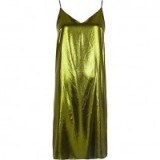 River Island Metallic green midi slip dress – cami dresses