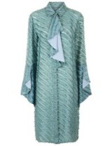 MARCO DE VINCENZO Mint-Green Silk Ruffle Front Pleat Dress