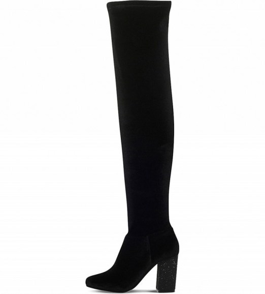 MISS KG Venus glitter heel & black velvet over the knee boots - flipped
