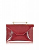 M2MALLETIER Annabelle Lipstick Red Patent Leather Clutch With Chain Shoulder Strap