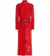 NINA RICCI Metallic red velvet high neck midi dress