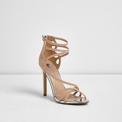 River Island nude patent strappy heels - flipped