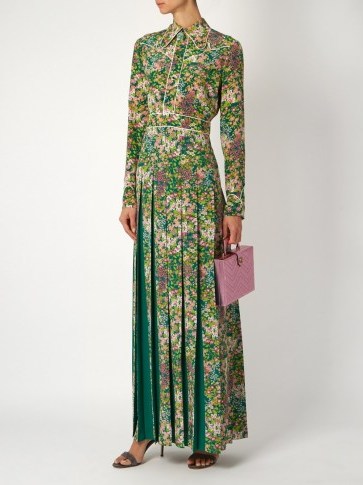 GUCCI Pleated floral-print silk crepe de Chine maxi dress - flipped