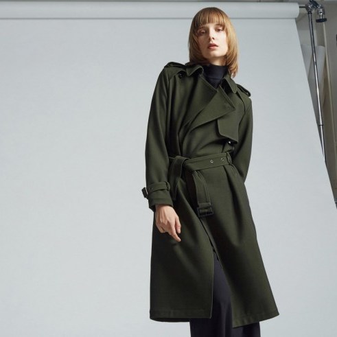 Warehouse Khaki premium trench | Green trench coats | Autumn fashion trends - flipped