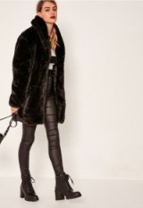 missguided pressed faux fur coat black – affordable luxe coats – on-trend winter coats