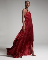 Ralph Lauren Pamela Fluid Velvet Plisse Halter Gown in Crimson-Red