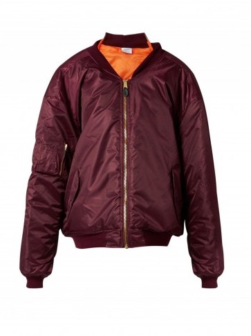 VETEMENTS Reworked oversized dark-burgundy bomber jacket | Fashion trends | Trending jackets - flipped