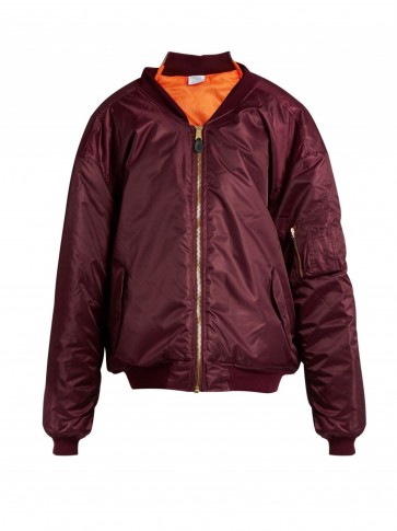 VETEMENTS Reworked oversized dark-burgundy bomber jacket | Fashion trends | Trending jackets