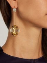 MARNI Rhinestone hook earrings ~ statement drop earrings ~ designer jewellery ~ clear crystals ~ large taupe-brown rhinestones ~ luxe accessories