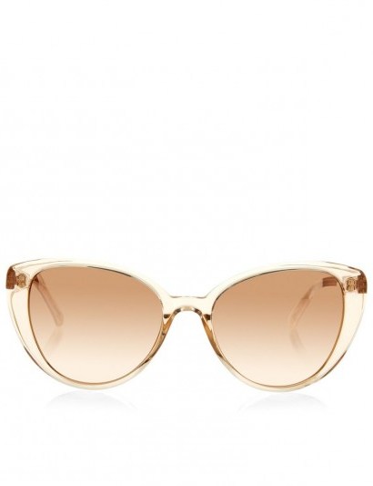 LINDA FARROW Rose Gold Cat Eye Sunglasses with Transparent Nude Frame & Brown Lenses - flipped