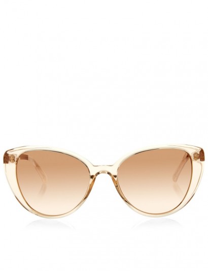 LINDA FARROW Rose Gold Cat Eye Sunglasses with Transparent Nude Frame & Brown Lenses