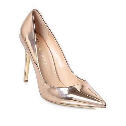 River Island Rose gold patent court heels – metallic high heeled courts - flipped