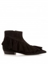 J.W.ANDERSON Ruffled black suede ankle boots with pointed toe