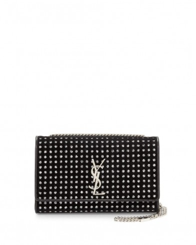 Saint Laurent Monogram Medium Glitter-Dot Black Velvet Crossbody Bag
