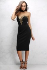 Sam Faiers x Rare Black Sweetheart Bodycon Midi Dress ~ strapless party dresses ~ going out glamour ~ evening fashion ~ LBD