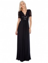 Goddiva Black Sequin Chiffon Maxi Dress ~ long occasion dresses