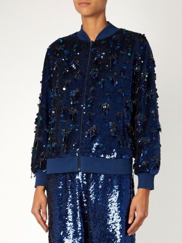 ASHISH Sequin-embellished blue silk bomber jacket - flipped