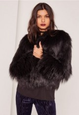 Missguided shaggy black faux fur coat. Winter glamour | cropped jackets | short glamorous coats