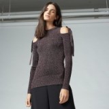 Warehouse sparkle tie shoulder jumper | Cold shoulder jumpers | trending knitwear