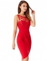 Goddiva Star Embellished Red Midi Dress with Split Detail ~ sleeveless evening dresses