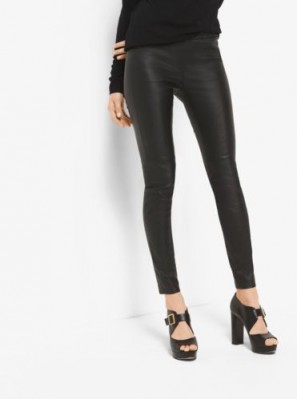 MICHAEL MICHAEL KORS Black Stretch-Leather Leggings. Designer trousers | skinny pants | on trend fashion | dress up or down | day/evening wear