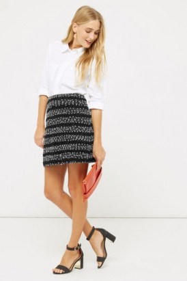 Oasis Stripe Popcorn Mini Skirt – bouclé skirts – autumn/winter fashion - flipped