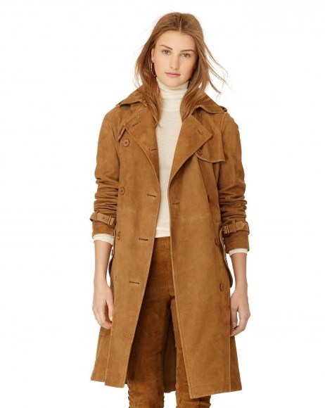 Ralph Lauren Polo – Natural Brown Suede Trench Coat - flipped