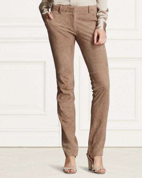 Ralph Lauren Collection – Sydney Taupe Suede Pant - flipped