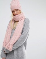 Tommy Hilfiger Pink Knitted Scarf and Beanie Gift Set