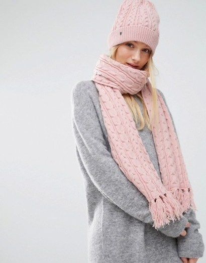 Tommy Hilfiger Pink Knitted Scarf and Beanie Gift Set - flipped