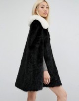 Unreal Fur Majestic Black Faux Fur Cape With White Collar