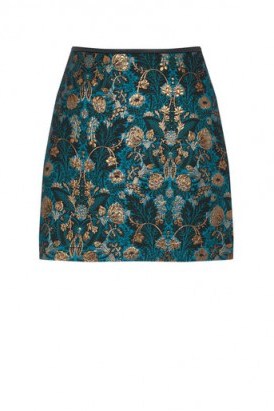 Oasis Warner Jacquard Blue Mini Skirt – Autumn/Winter skirts – rich fabrics – evening fashion – party wear - flipped